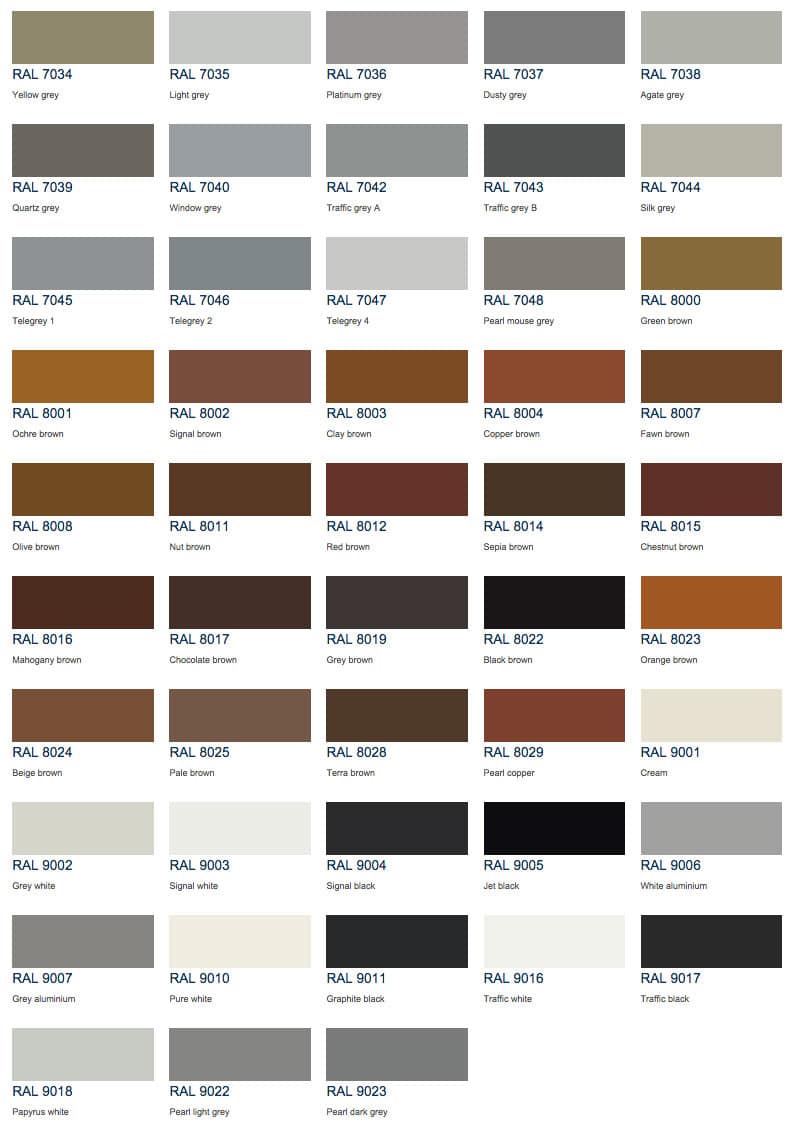 RAL colour chart windows RAL colour chart windows